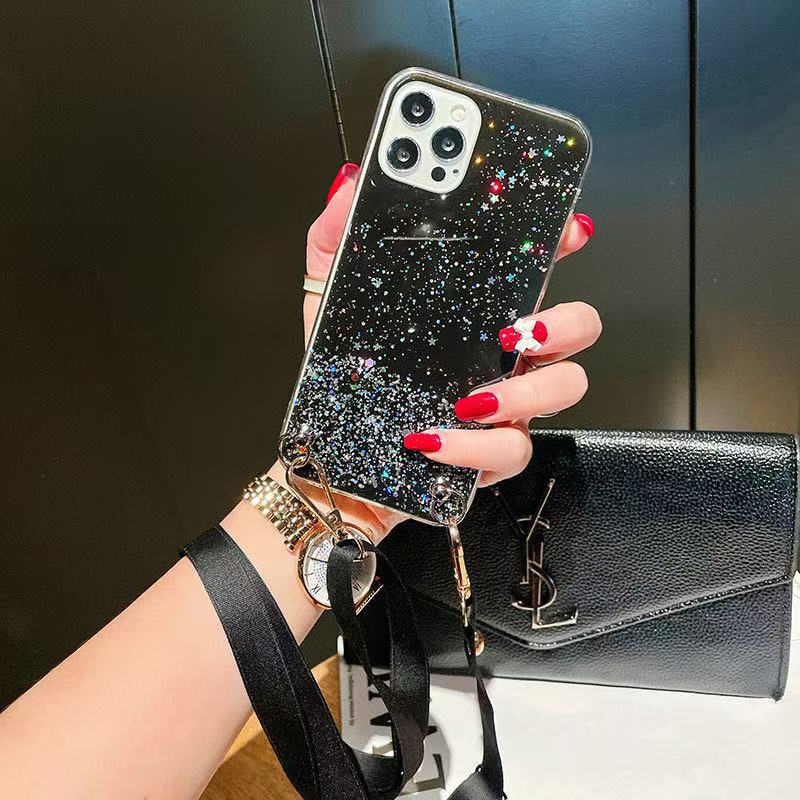 Epoxy Starry Sky Apple Model 13 13PRO 13PROMAX Mobile Phone with Lanyard TPU Soft Case New