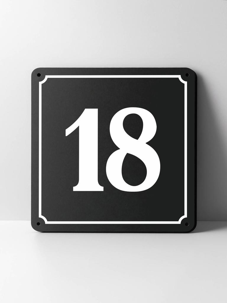 Metal House Number Sign, Black White Contrast, Outdoor Wall Decor for Home Street