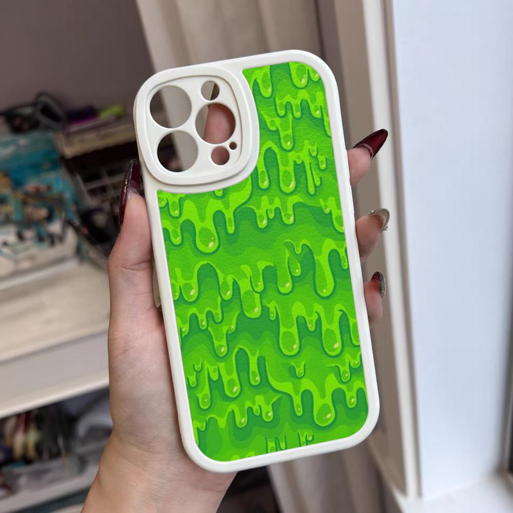 Slime Pattern Phone Case For Iphone 16 15 14 12 13 Pro Max 11 Mini Xs Puls Lambskin Silicone Cover