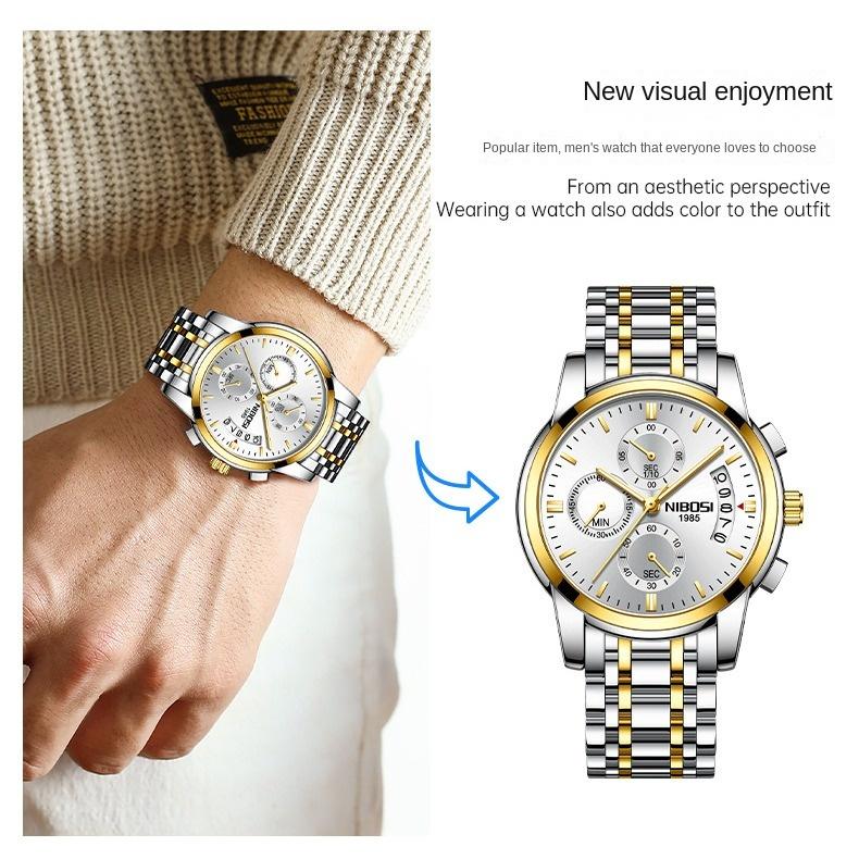 NIBOSI Uhren Business Herrenuhr Multifunktions-Sechs-Pin-Quarzuhr