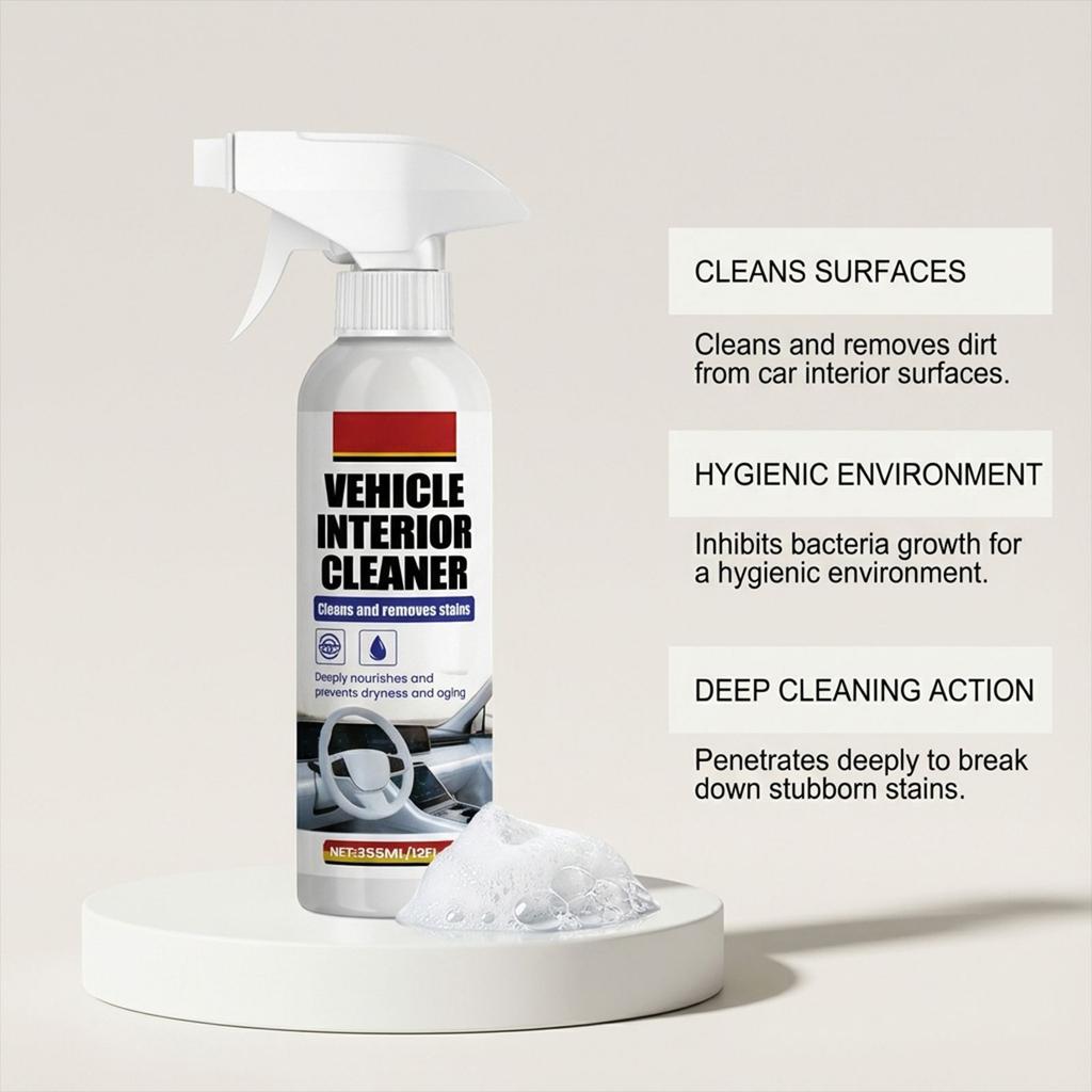 Car interior cleaner, interior seat refinishing and maintenance daily brightening and cleaning care agent, 355ML