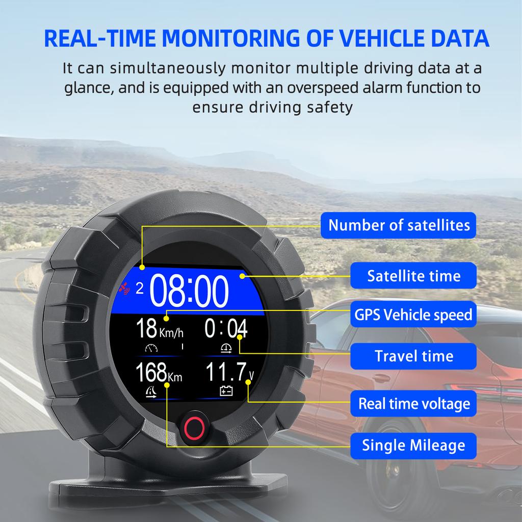 GPS / OBD Multi-function Instrument Head Up Display Speedometer Vehicular Intelligent Horizontal Slope Meter X95 Digital Gauges