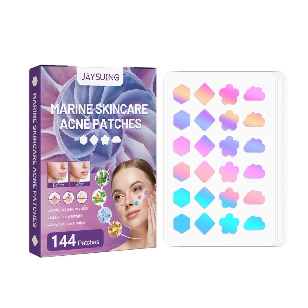 Marine Skin Care Acne Patches For Face, Colorful Pattern Zit Covers,Hydrocolloid Acne Patches With Tea Oil,Green Varec Extract Ect.(144 Count)