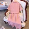 Plus Size Stylish Two-Piece Look Polo Dress - Summer Casual Short Sleeve Slimming Skirt