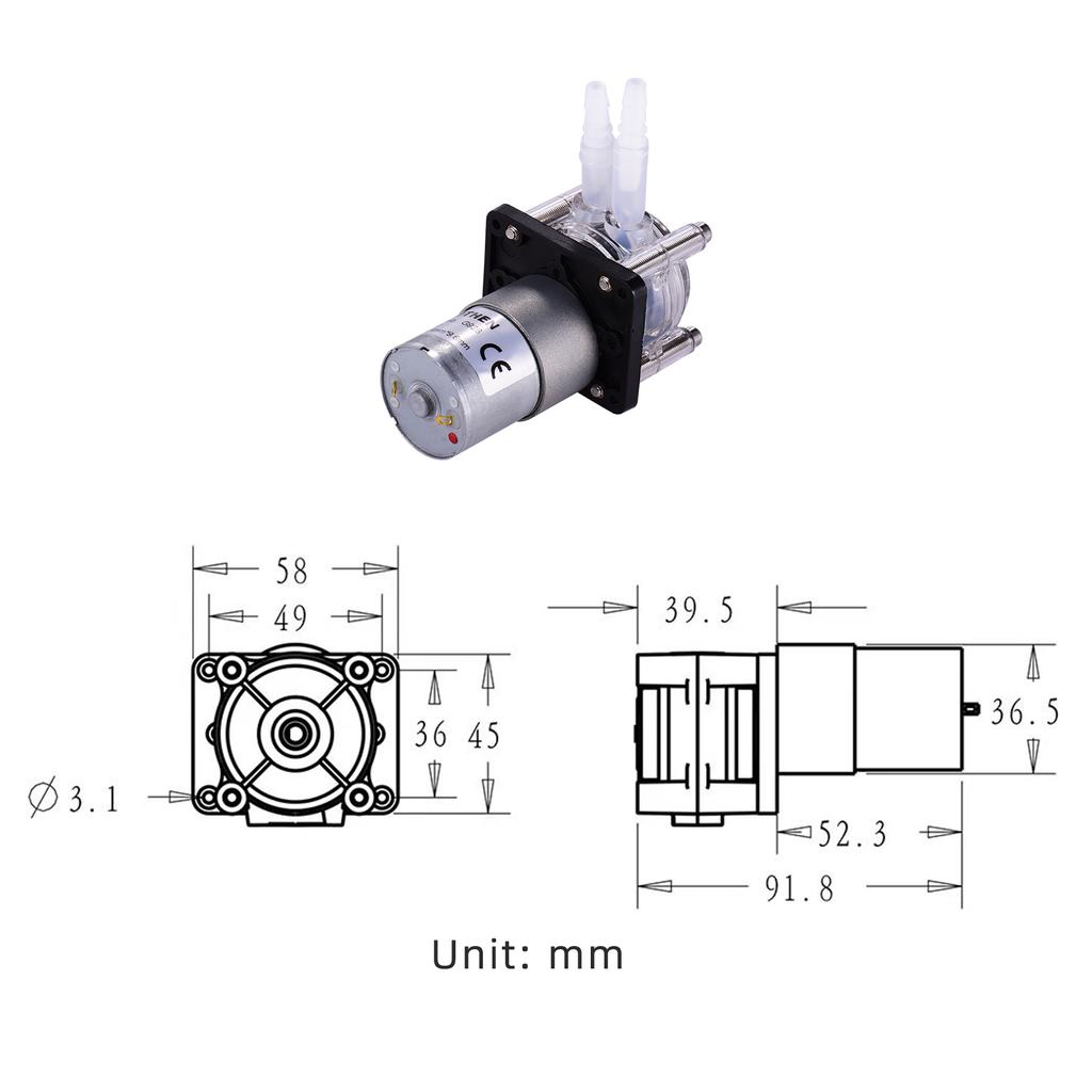 GROTHEN DC 24V 12V Peristaltic Pump with Silicone Tubing High Flow Water Liquid Pump Dosing Vacuum Pump