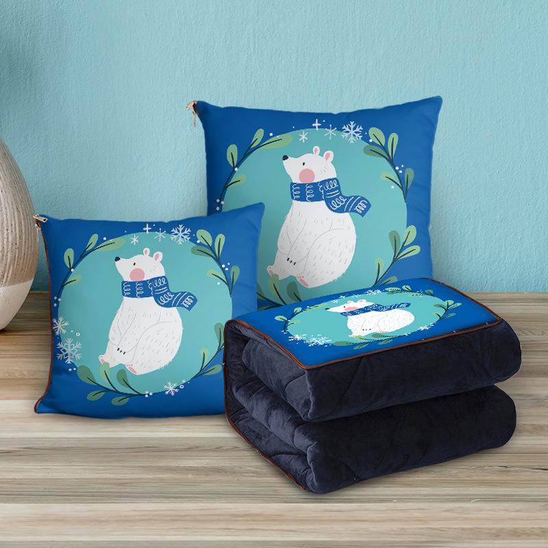 Custom Cartoon Plush Throw Pillow Blanket with Fleece Lining