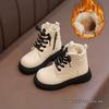 Botas Martin de Couro Macio para Crianças Inverno 2025: Forrado a Veludo, Antiderrapante, Estilo Britânico para Meninos e Meninas