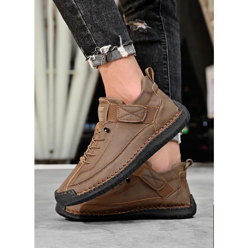 Men's Casual Leather Shoes,Ankle Boots Lightweight Loafers,Mid Top Walking Driving Shoes