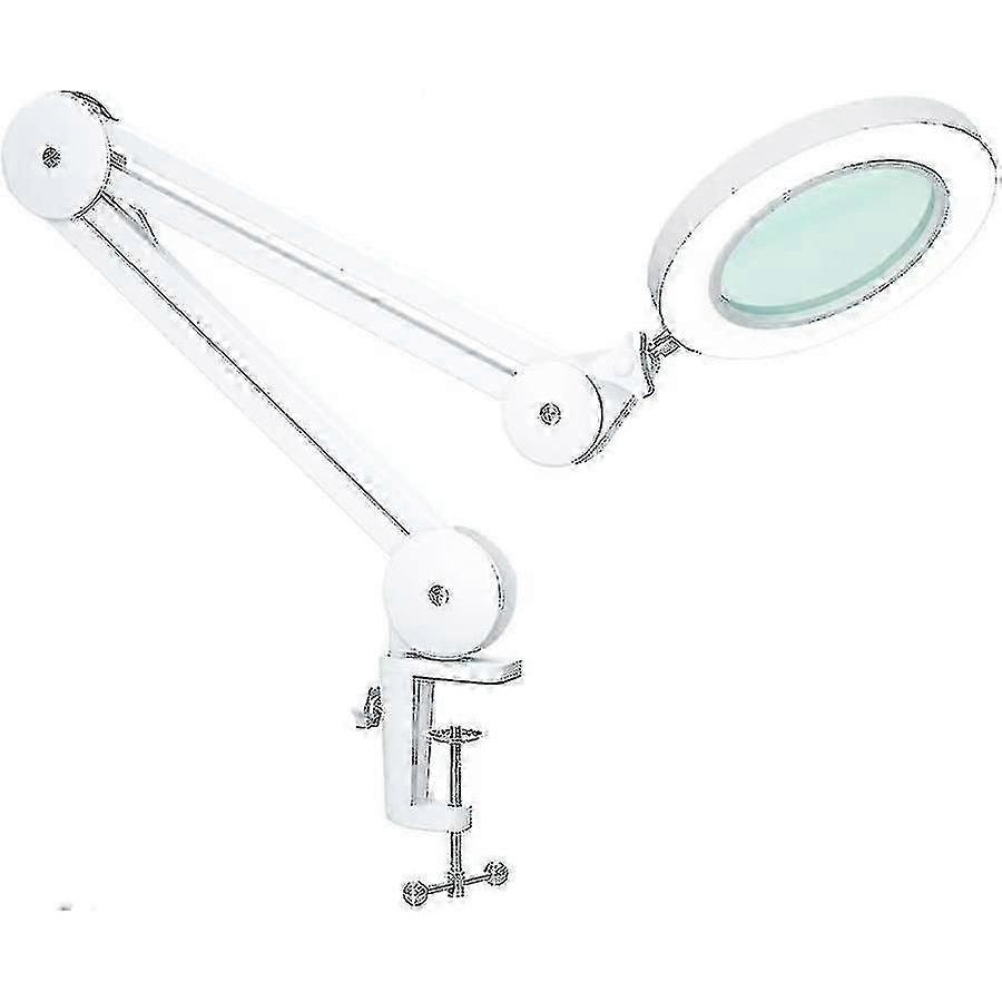 Magnifying Lamp - Magnifier With 5 Diopter Light - With Clamp, Swivel Arm, Dimmablewhite