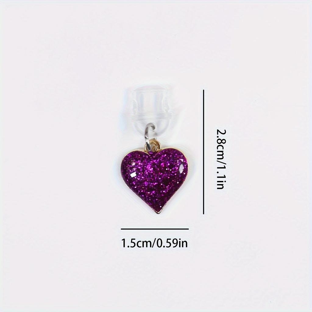 Deep Purple Heart Multi-color Flashing Starry Sky Phone Dustproof Plug Accessory - Valentine's Day Gift, Hanging Decoration