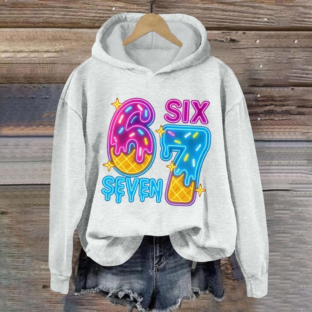 Damen Modisches Lässiges Langärmliges Bedrucktes Kapuzensweatshirt