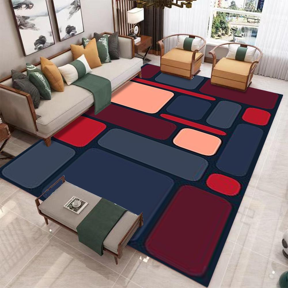 Modern Geometric Pattern Carpet Minimalist Light Luxury Style Color Block Design Non Slip  Rug For Living Room Bedroom Sofa Area