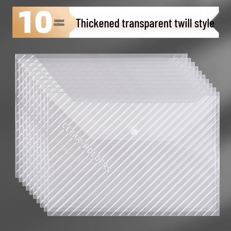 A4 Large Capacity Transparent Plastic Document Bag with Snap Button for Test Paper Storage