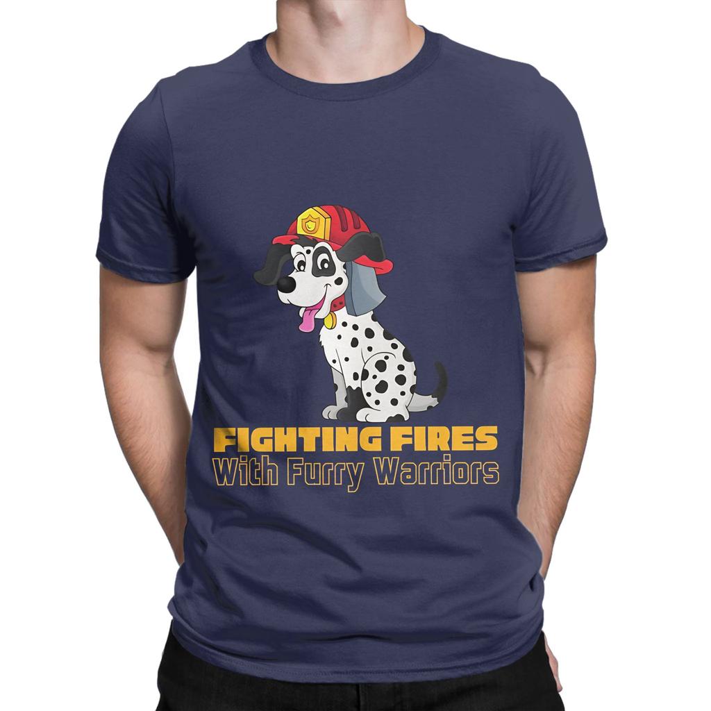 Fighting Fires With Furry Funny 100 Cotton TShirt Sparky the Fire Dog Tees Tops For Unisex