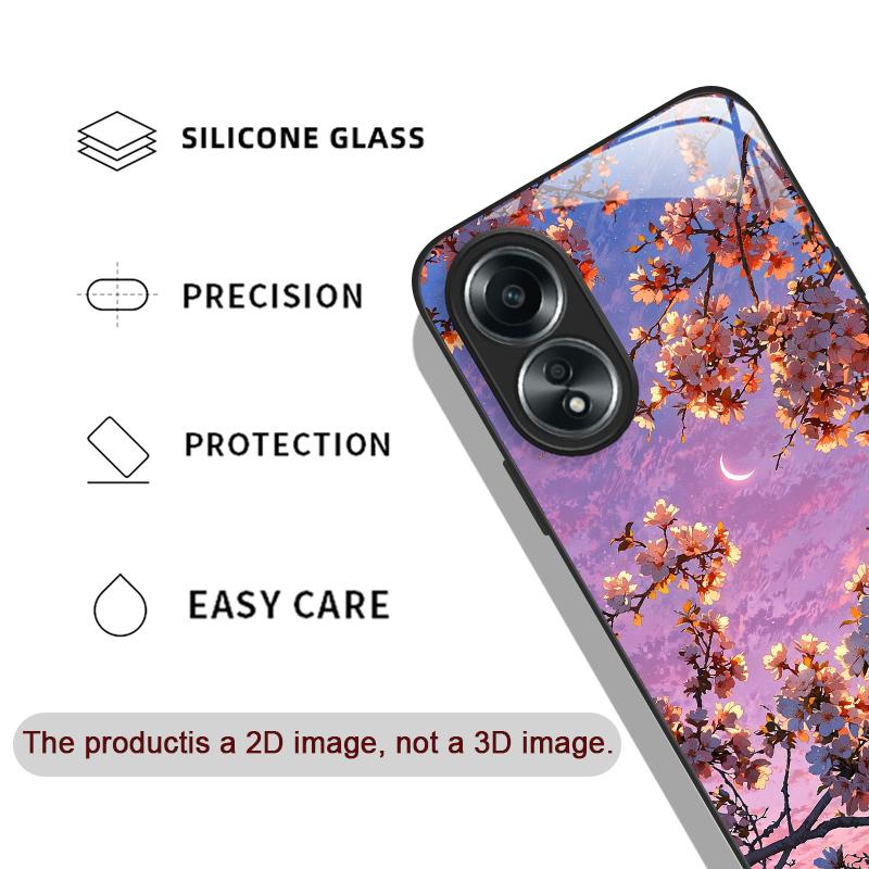Moon Cherry Blossom Pattern Scenery Tempered Glass Phone Case for OPPO Realme 14 13 Pro Plus 12 11 10 Neo 3 X7 PRO C75 5G Covers