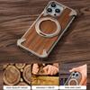 Oatsbasf Solid Wood Magsafe Phone Case for iPhone 14 15 16 Pro Max Shockproof Protective Cover W/ 360° Rotatable Ring Stand