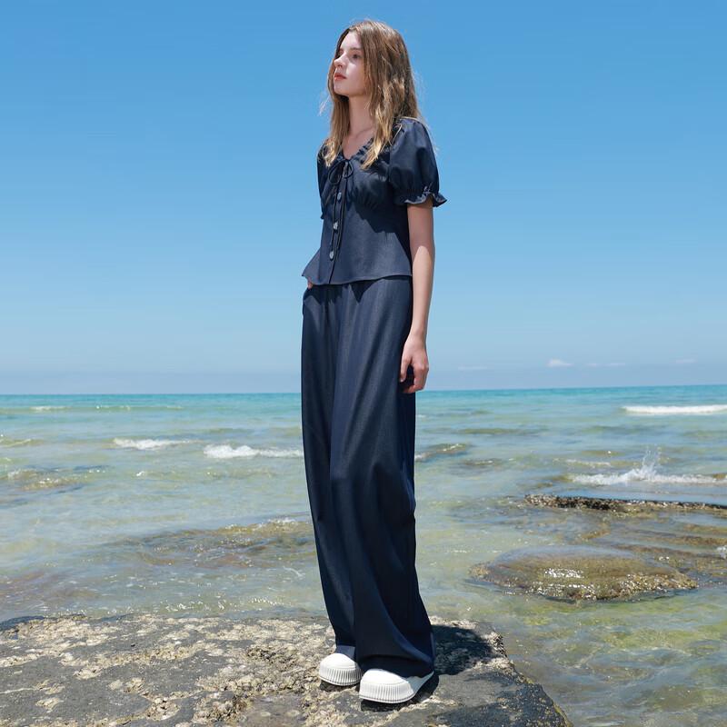 Women's Autumn V-neck Blouse & Casual Trousers Set