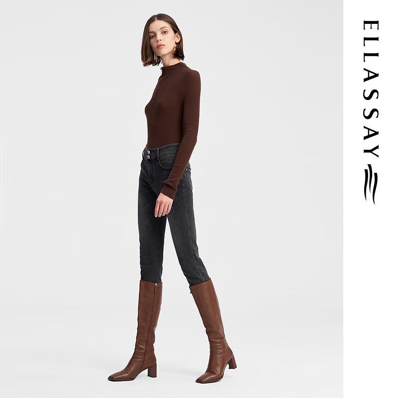 ELLASSAY Women's Cashmere Blend Half-High Collar Knit Sweater