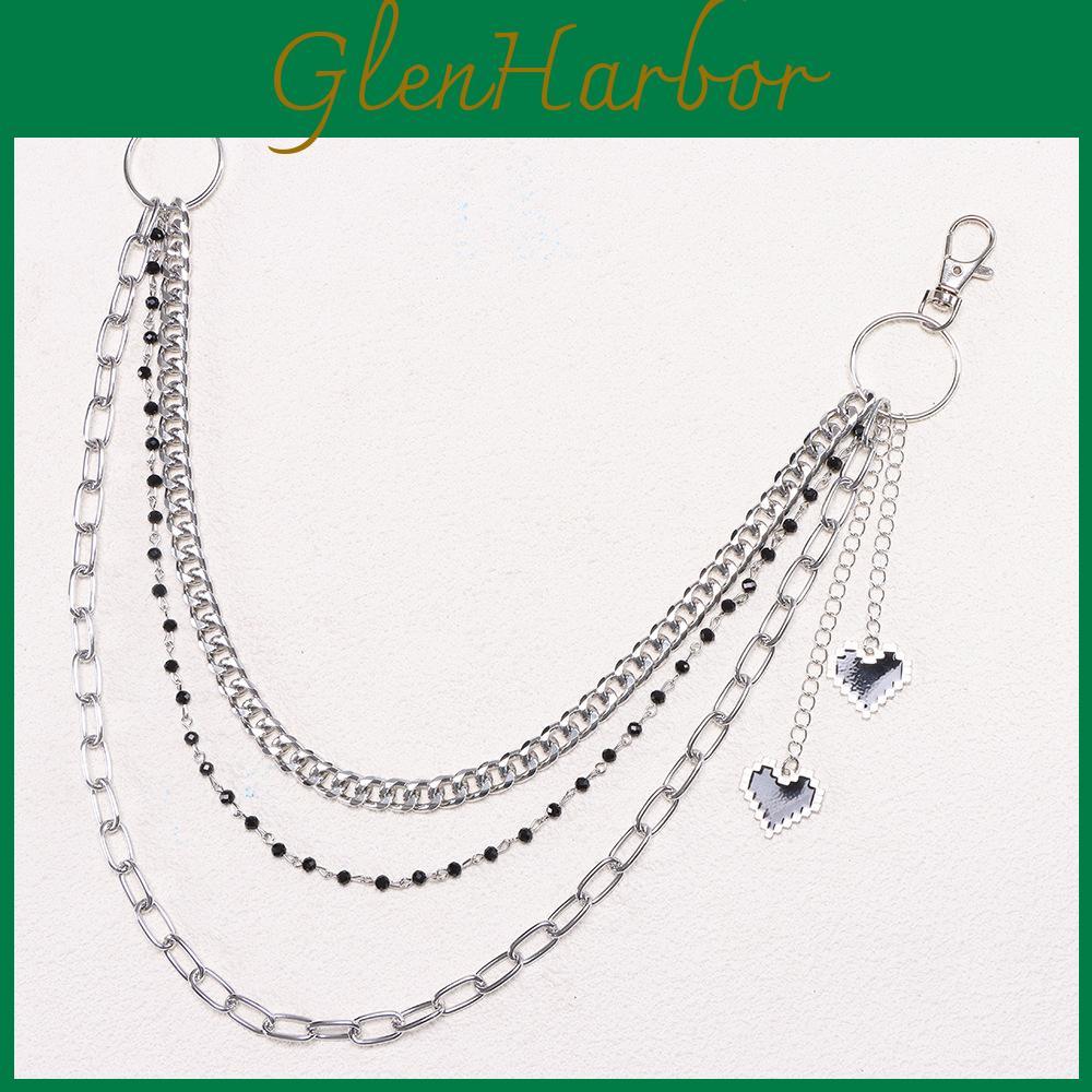 Hip Hop Heart Pendant Metal Belt Chain For Men And Women Casual Fashion Accessory