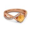 Citrine Crisscross Band White Topaz Accents Ring - 925 Sterling Silver Rose Gold Vermeil
