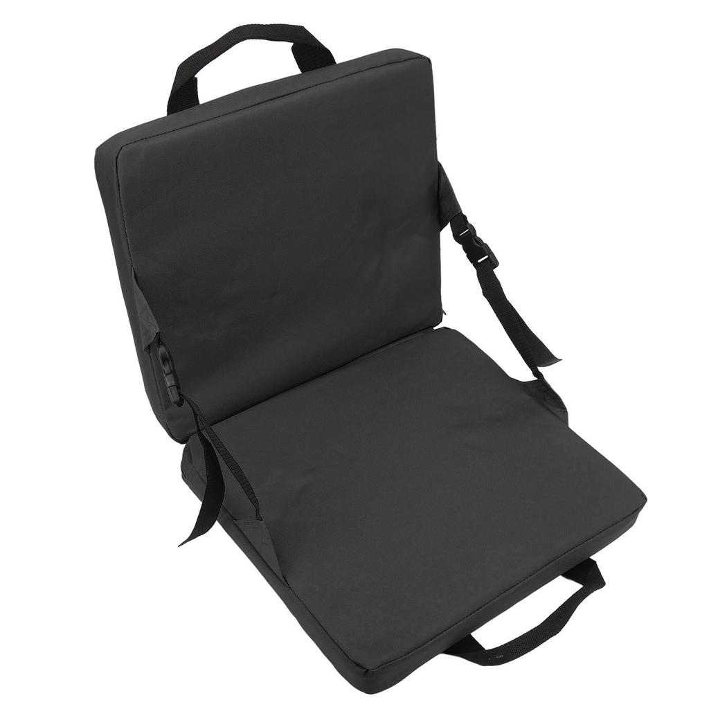 Outdoor Foldable Chair with Backrest Soft Sponge Cushion Back Chair for Stadium and Beach Black