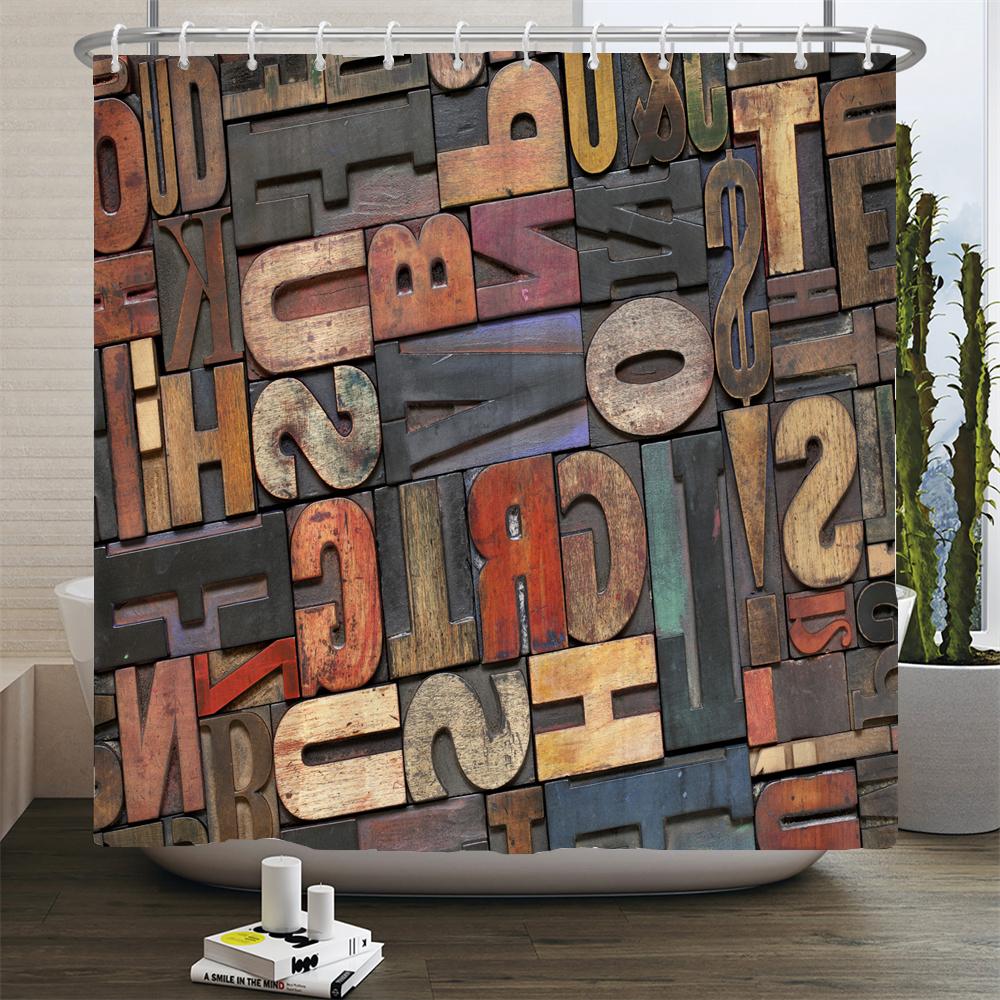 Old Retro Metal Industry Style Shower Curtain Waterproof Bathroom Curtain Art Individuality Home Decorative Curtain With Hooks