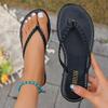 New large-size women's shoes flat-soled cool slippers women's woven herringbone toes women's outer sandals