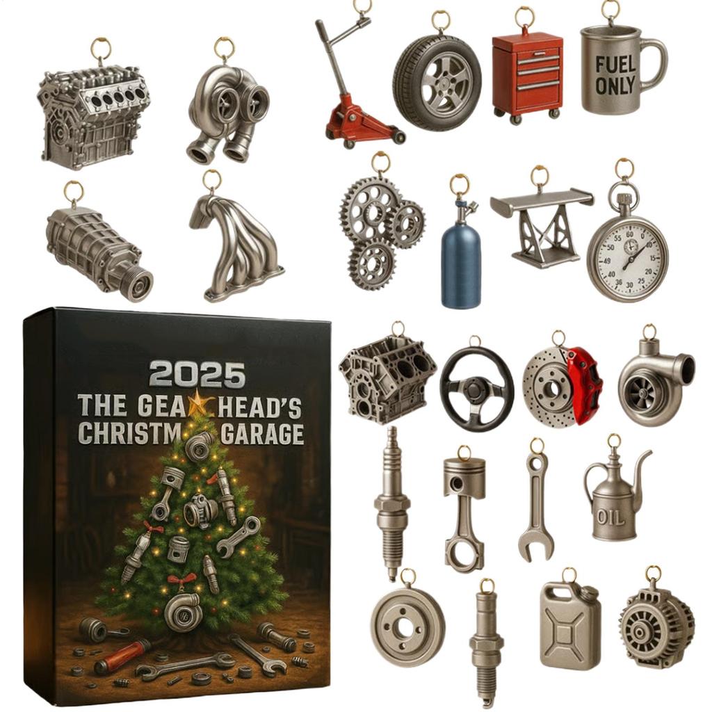 2025 Advent Calendar 2D Garage 24 Days Countdown Pendant Set 24 Days Mini Auto Parts and Tools for Workshop Electricians Men