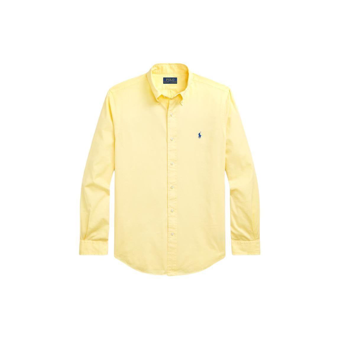 

Polo Ralph Lauren Ss24 Однотонная рубашка с вышивкой логотипа, острым воротником, однобортная, с длинным рукавом, мужская рубашка, Желтый MNPOWOV16823493-700 S