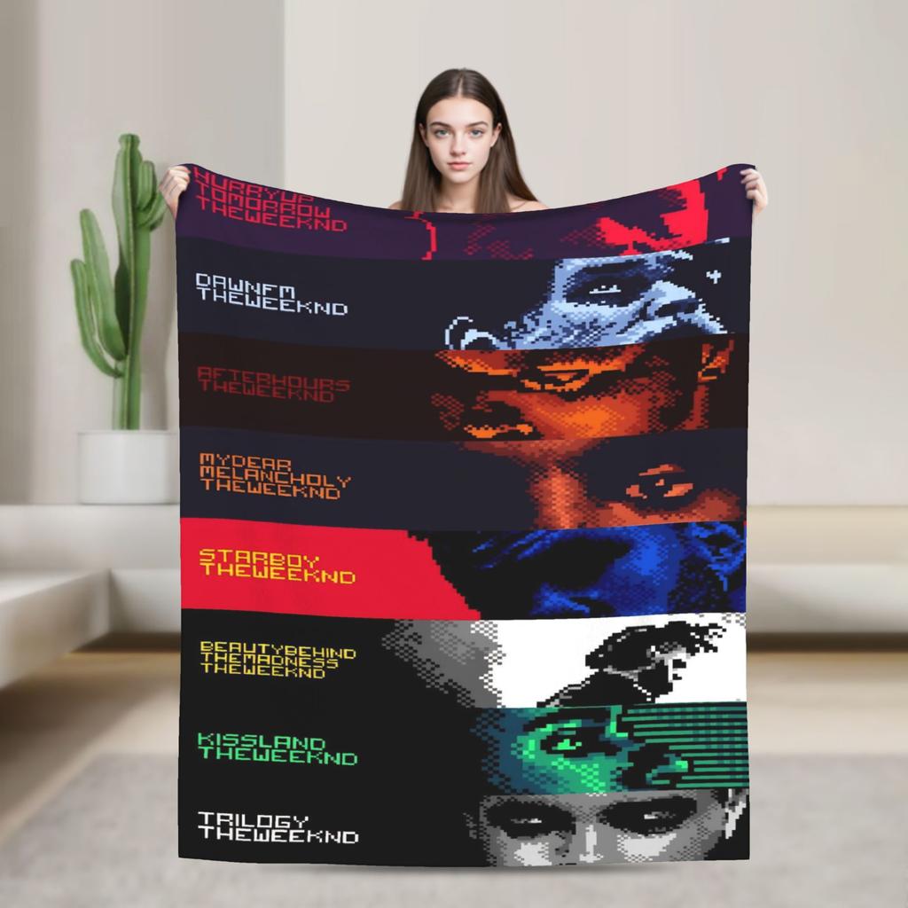 The Weeknds Rapper Singer Flannel Blanket New Album Hurry Up Tomorrow Warm Soft Throw Blanket for Bedspread Sofa Bed Cover