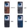 Samsung Z Flip6/7/5 Electroplated Leather Stand Case - Anti-Fall Protective Cover