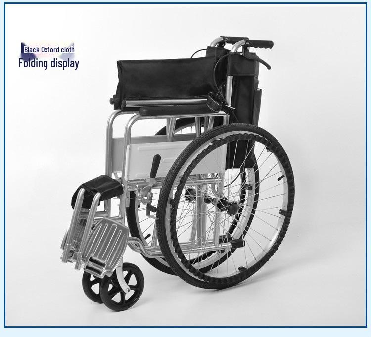 Lightweight Foldable Oxford Cloth Wheelchair with Soft Seat and Four Brakes for Elderly Travel