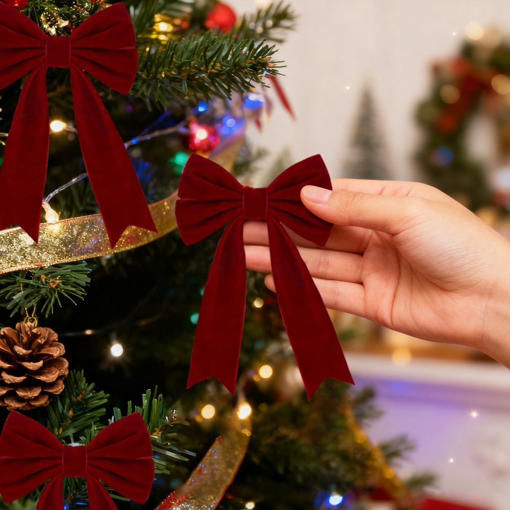 Samt Dreidimensionale Schleife, Große Weihnachtsbaumdekoration, Fensterdekorationsartikel