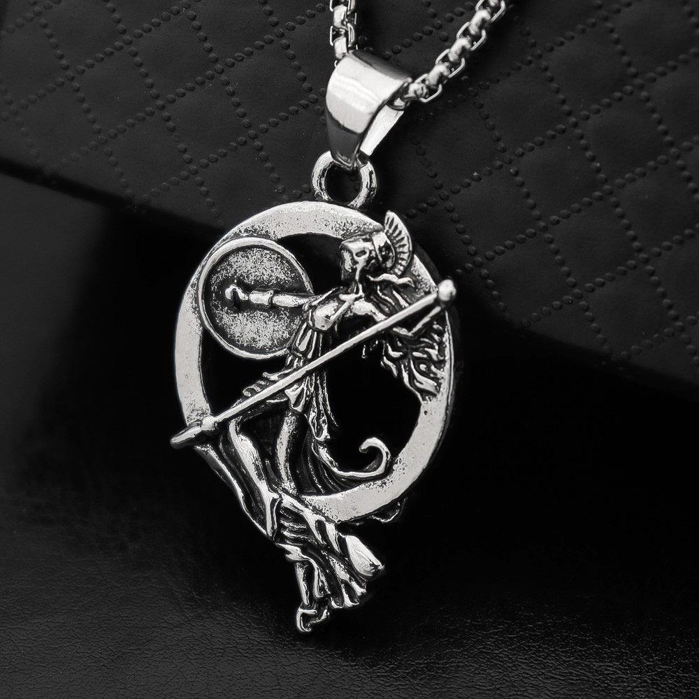 [With Chain] Retro Greek Mythology Warrior Goddess Accessories New Pendant Necklace