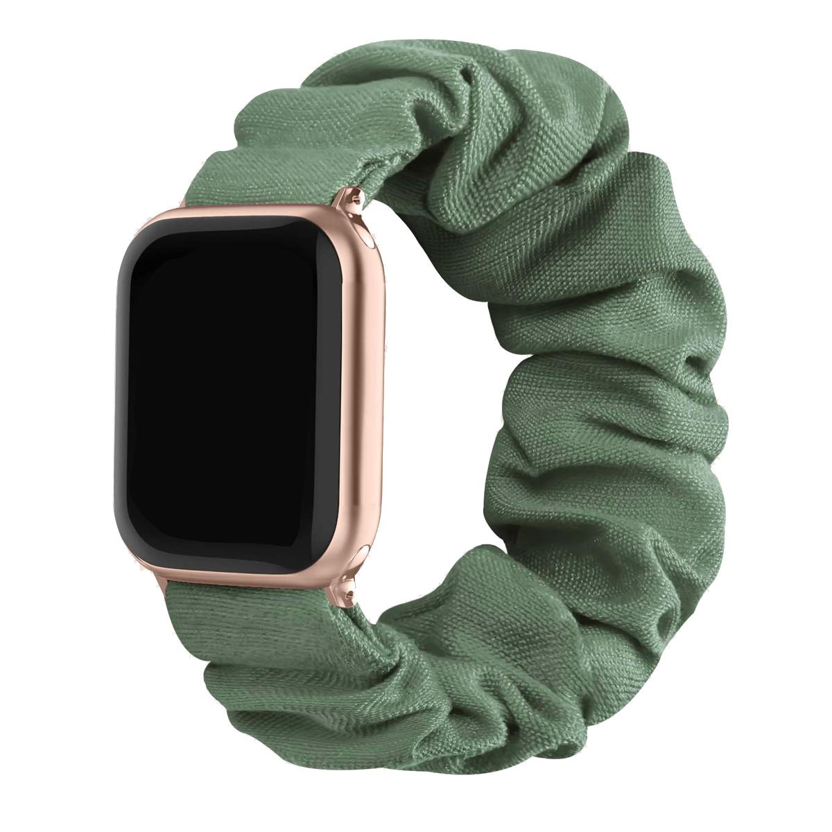 

Для Apple Watch Series 10/9/8/7/Ultra 2/SE 2 ремешок-повязка для волос из искусственного хлопка 42mm 44mm 45mm зелёный