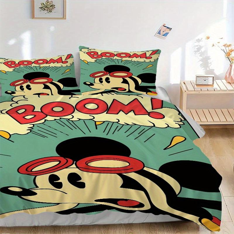 3pcs Mickey Mouse Goggles BOOM Bedding Set - Includes Quilt Cover and Pillowcases, Suitable for All Seasons, Machine Washable - Ideal Gift for Fa