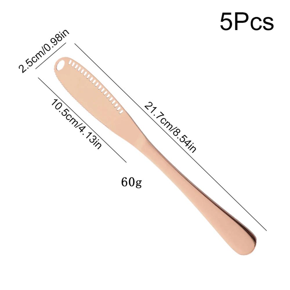 5 ks Nůž na máslo s otvory Nůž na sýr Dezertní nůž Nerezový nůž na džem Příbor Otírač krému na toust Nůž na chléb Sýrový kráječ Kuchyňské náčiní