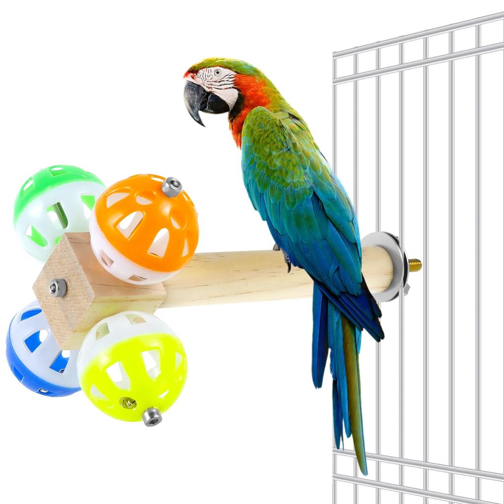 Bird Stand Perch Toy with Rotating Balls Creative Rotating Bell Balls with Perch Puzzle Bird Perch Spinner Toy Anti-Slip Bird