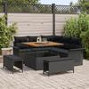 8-piece Garden Sofa with Black Poly Rattan Acacia Cushions, 2-seater Garden Sofa with Poly Rattan Cushions 3362124