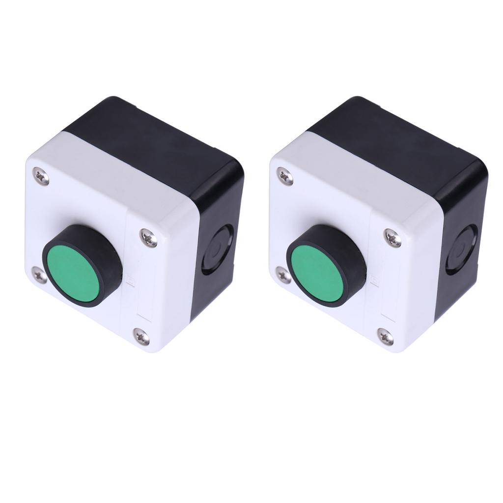 2pcs Push Button Switch Station Box Momentary Switch One Push Button Control Switch for Gate Opener Green