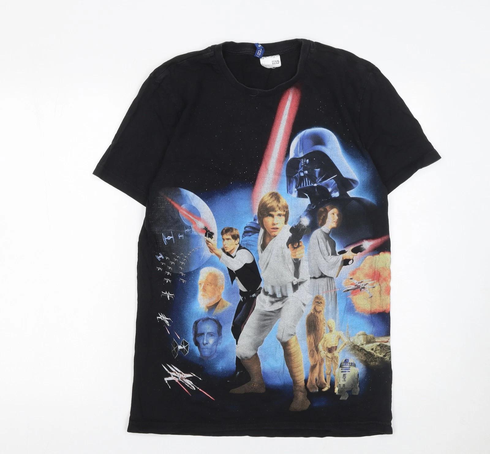 

Star Wars Men’s Black Graphic Cotton T-Shirt Size S Retro Movie Tee 4XL