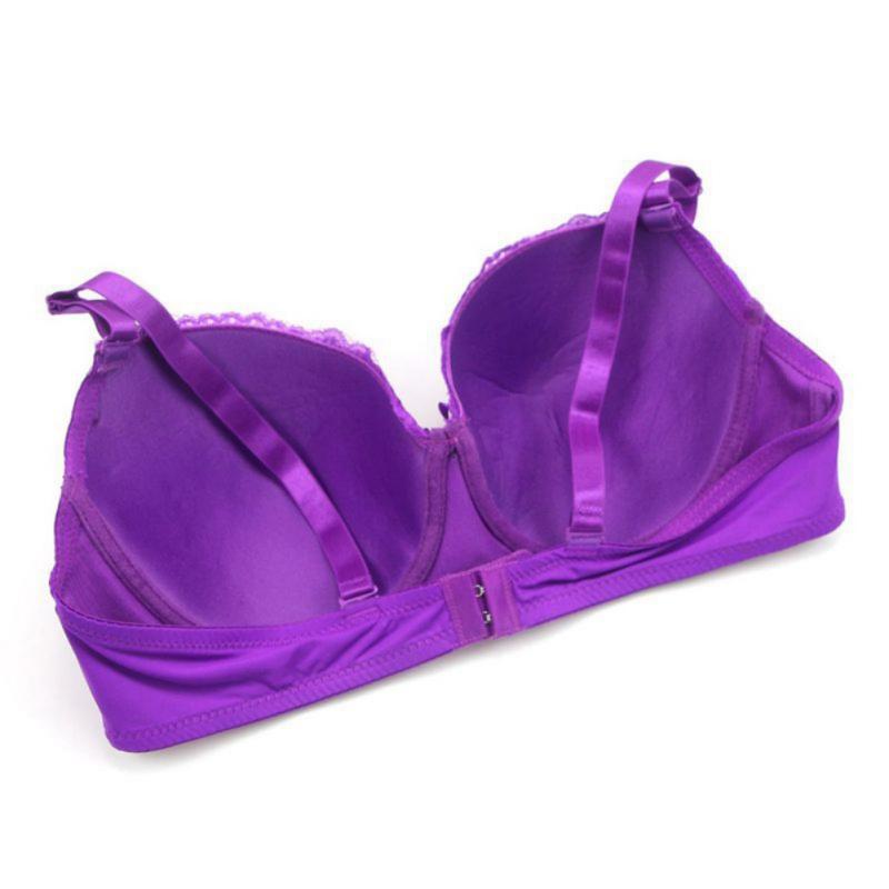 Women's Embroidered Lace Bra Deep V Gathering Bra Adjustable Strap