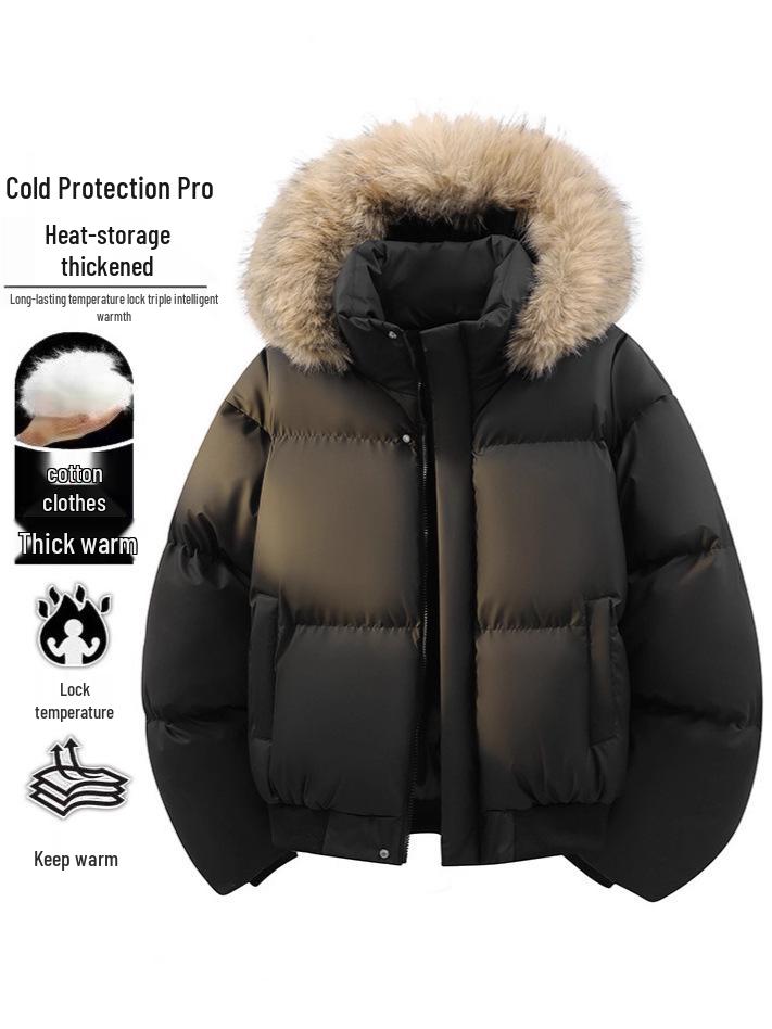 Herrjacka i PU-läder med Örn - Vinterparkas i Amerikansk Stil