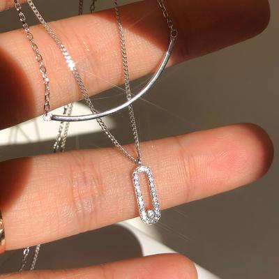 Zircon Double-layer Necklace New Year Style Women's Clavicle Chain Women's Simple Light Luxury Niche Design