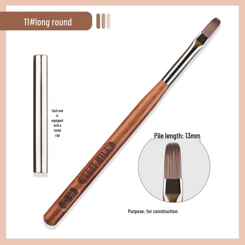 Sandalwood Nail Art Brush Set - Imitation Squirrel Hair with Pen Holder for Liner and Gel Painting