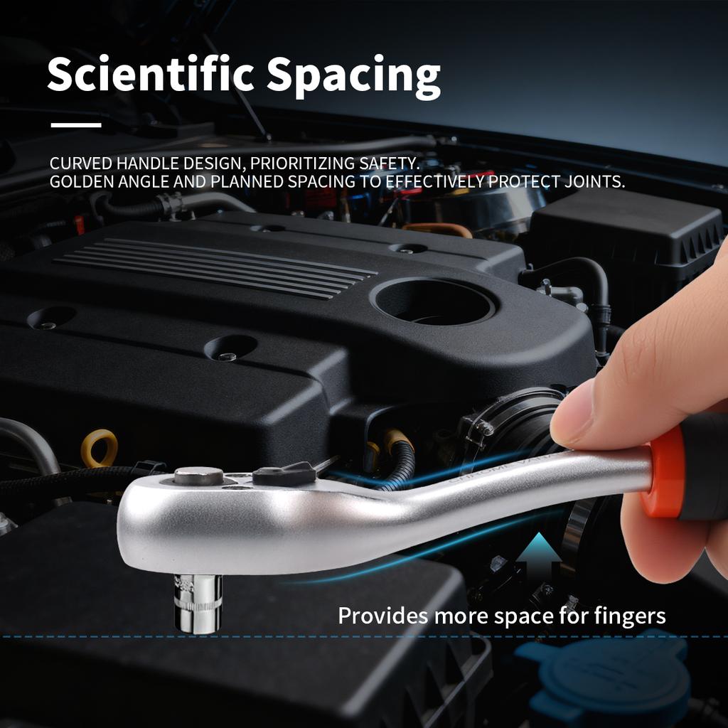 12PCS 1 4 Inch Drive Socket Wrench Set 72 Tooth Quick Release Ratchet Handle 10 Sockets Extension Bar 2 Way Reversible Tool Kit