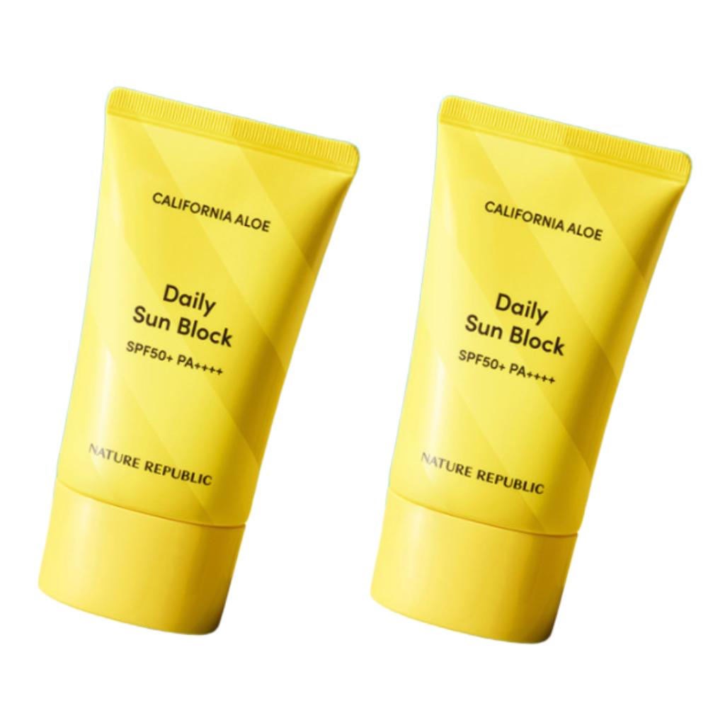 

NATURE REPUBLIC California Aloe Daily Sun Block 57ml 1+1 Set SPF50+ PA++++ Brightening Tone-Up Sunscreen for All Seasons