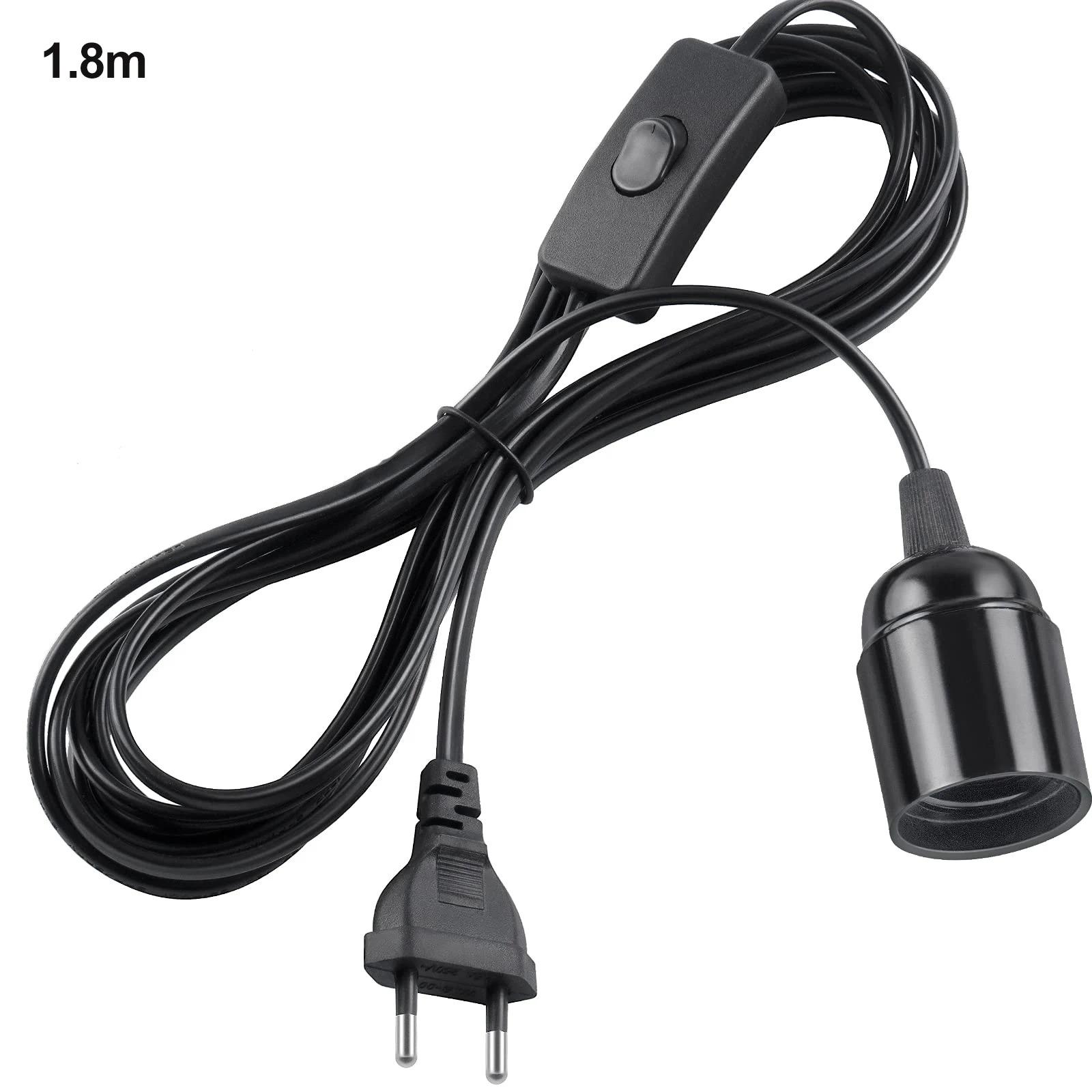 

3 шт. Кабели питания 1,8 м с вилкой ЕС, патрон для лампы E27 с выключателем, провод с вилкой ЕС для подвесных светодиодных ламп, домашний подвесной светильник, подвесной патрон 1PCS-White белый