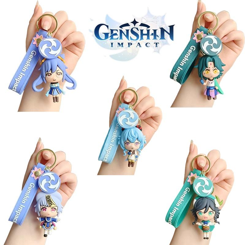 Genshin Xiao Impact Venti Qiqi Keqing Keychain Bag Pendant Cosplay Gift Xmas