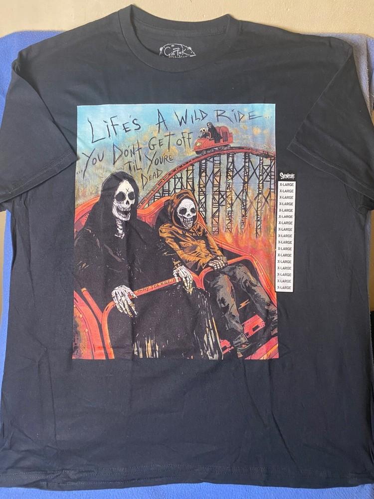 DEATH RIDE Grim reaper, Amusement Park GUS FINK Studio Graphic T Shirt SZ L-NWT Unisex T-Shirt M